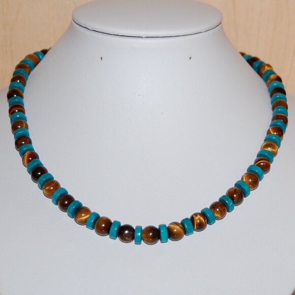 Tiger Eye Necklace,Tiger Eye Gemstone Necklace,8mm Gemstone Beads,Man,Woman - Picture 1 of 3